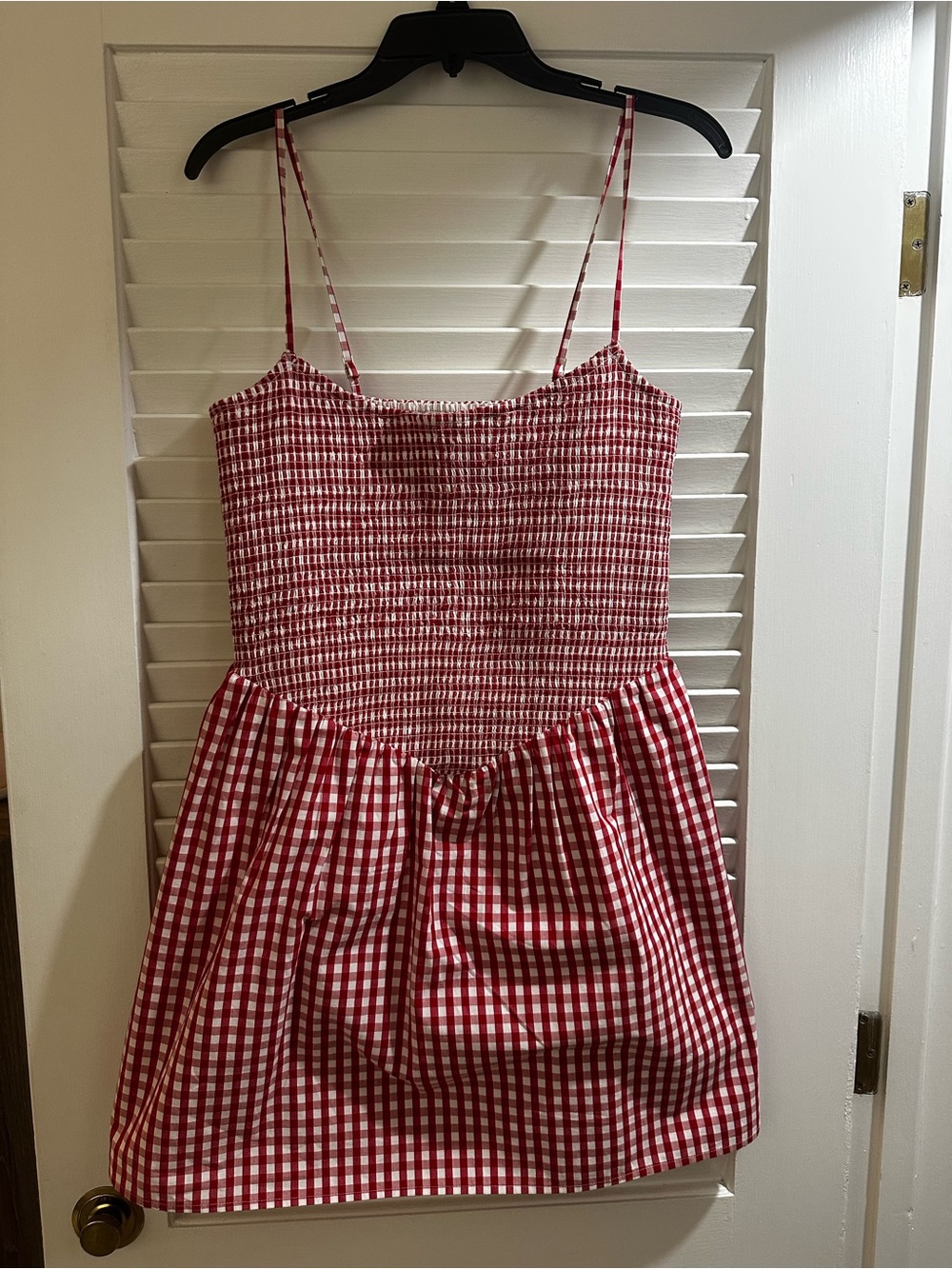 Abercrombie & Fitch Red Gingham Smocked Mini Dress